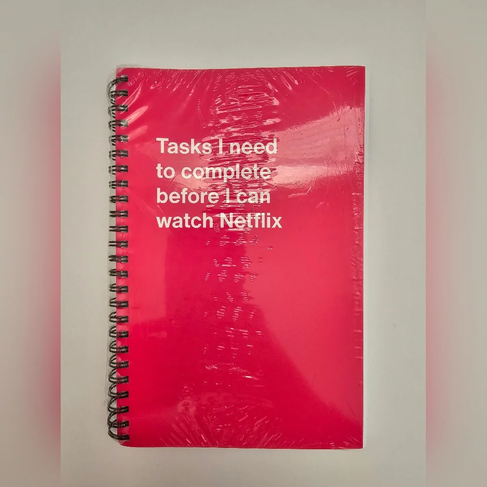 WTF Notebooks Pink Spiral Journal - Tasks I Need To Complete Before Netflix NEW